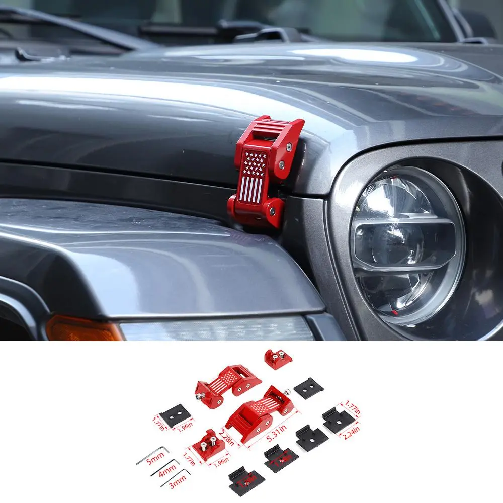 For 2007+ Jeep Wrangler JL JK Gladiator JT Hood Latch Catch Buckle USA Flag - Image 8