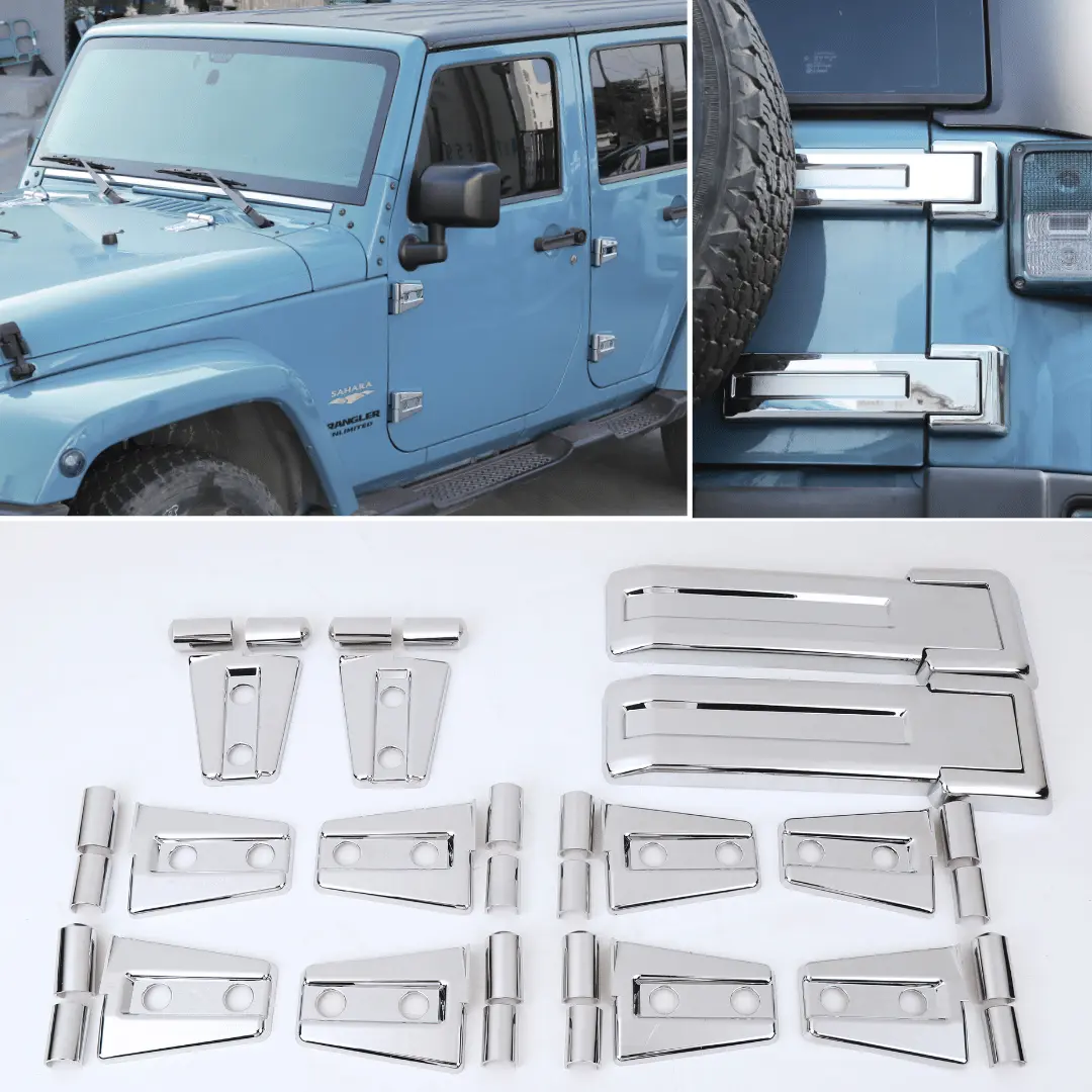 For 2007-2018 Jeep Wrangler JK 4-Dr Door/Hood/Tailgate Hinge Trim Cover 12 PCS - Image 22