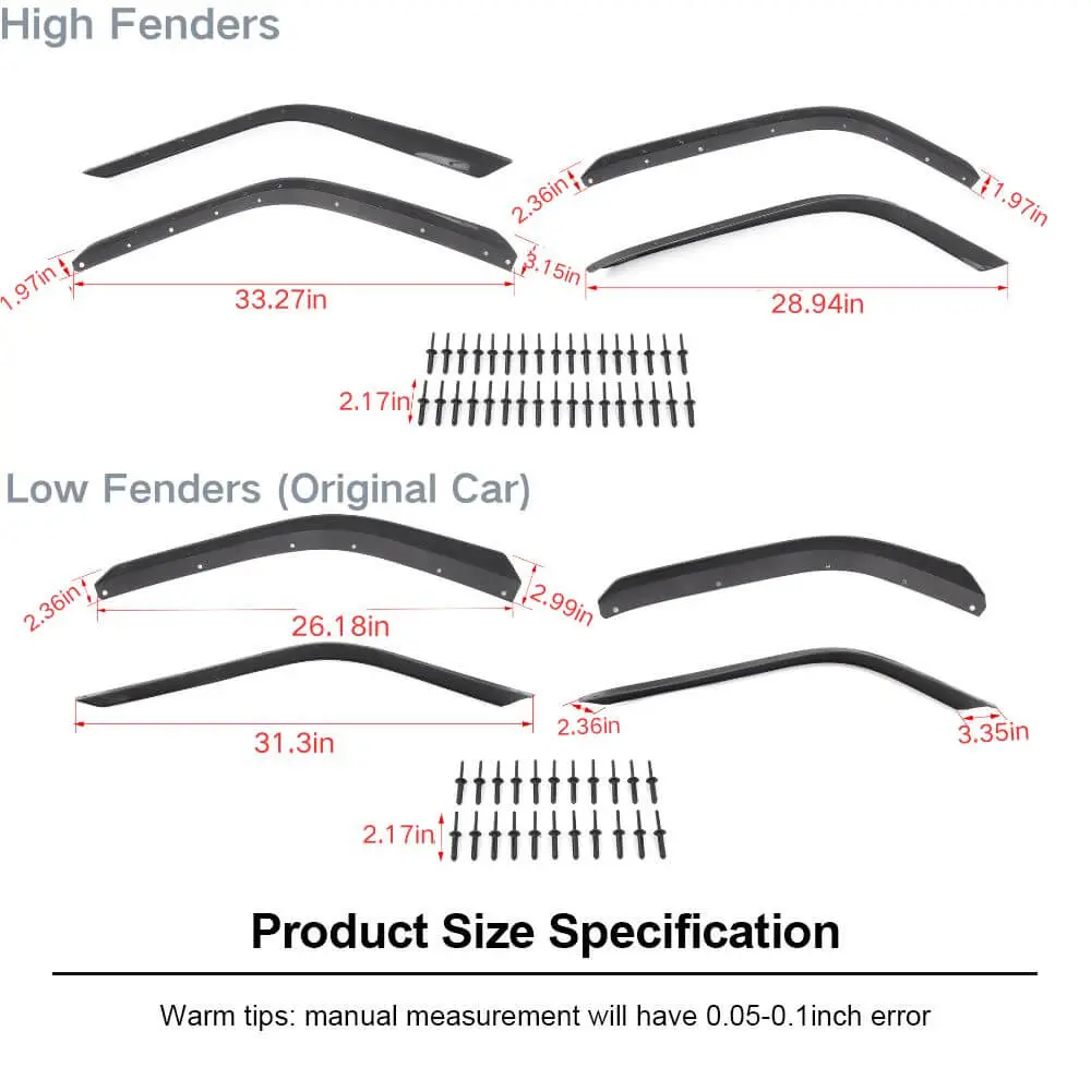 For 2018+ Jeep Wrangler JL Front & Rear Fender Flares Extensions - Image 12
