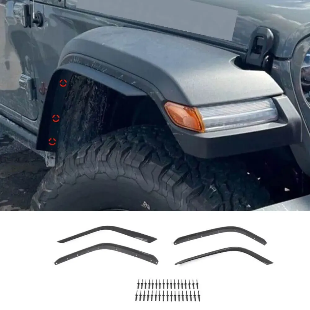 For 2018+ Jeep Wrangler JL Front & Rear Fender Flares Extensions - Image 14