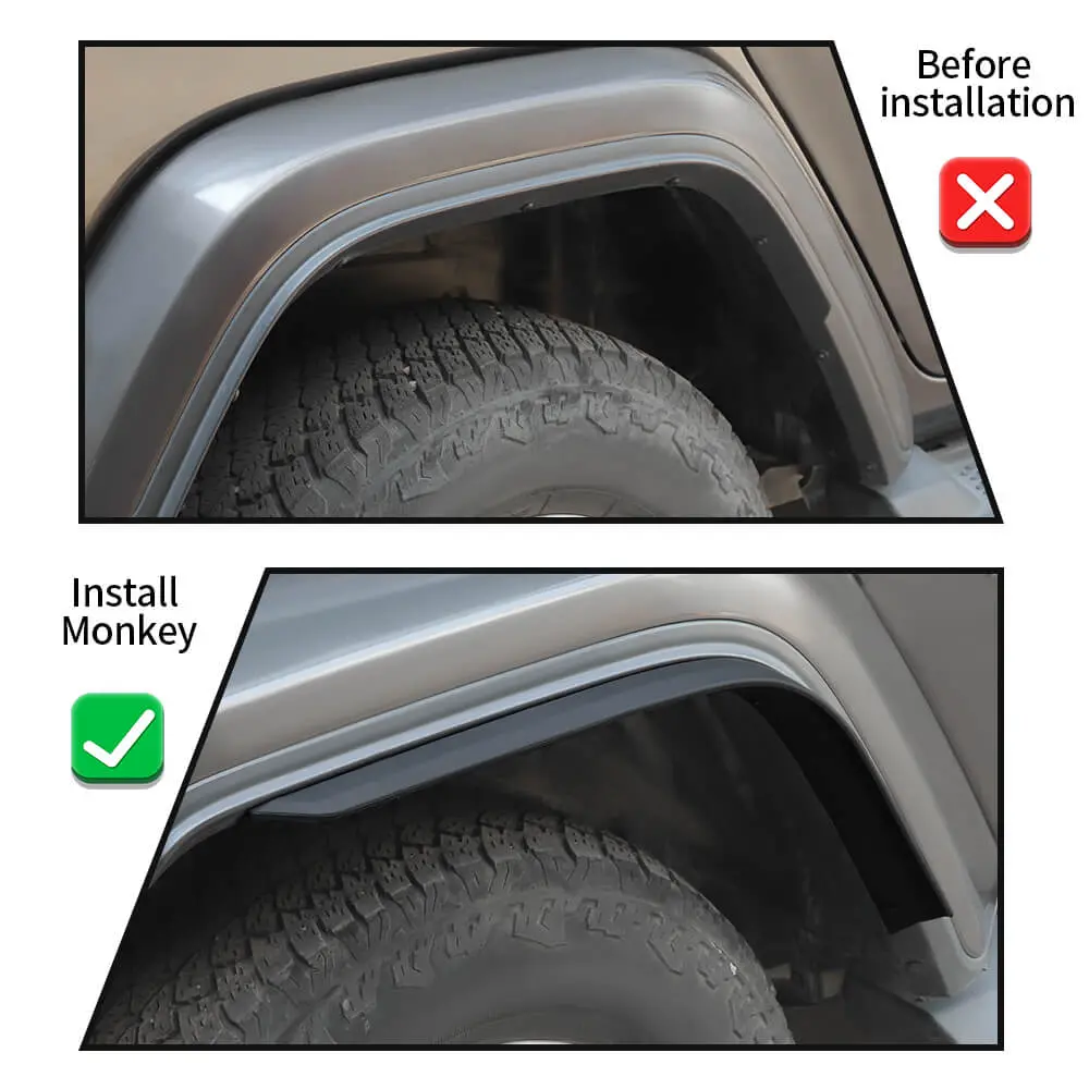 For 2018+ Jeep Wrangler JL Front & Rear Fender Flares Extensions - Image 4