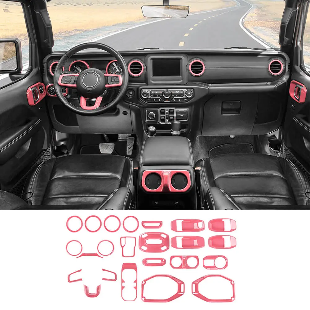 For 2018-2023 Jeep Wrangler JLU & Gladiator JT Full Set Interior Decoration Trim Kit 4Door 23PCS - Image 10