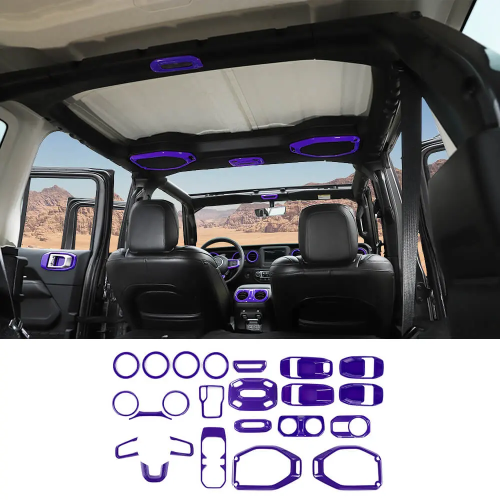 For 2018-2023 Jeep Wrangler JLU & Gladiator JT Full Set Interior Decoration Trim Kit 4Door 23PCS - Image 11