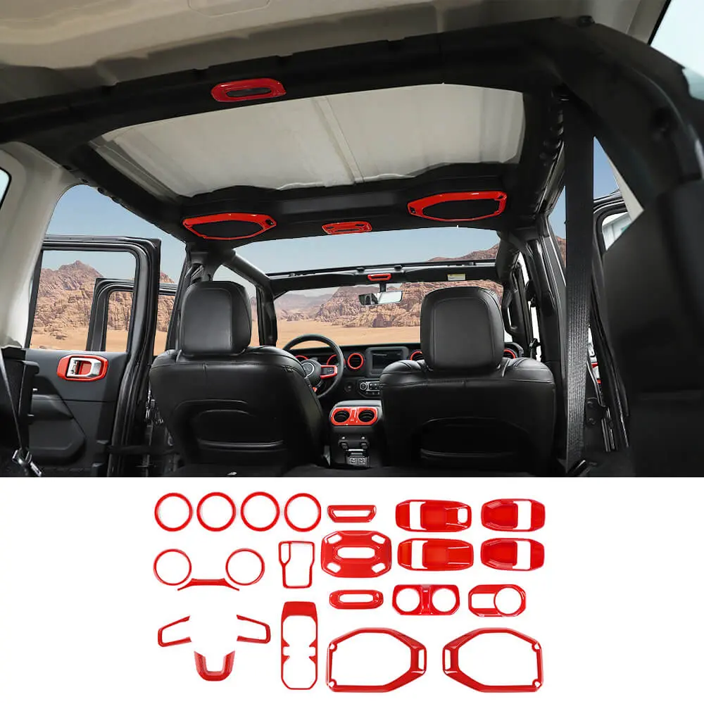 For 2018-2023 Jeep Wrangler JLU & Gladiator JT Full Set Interior Decoration Trim Kit 4Door 23PCS - Image 12