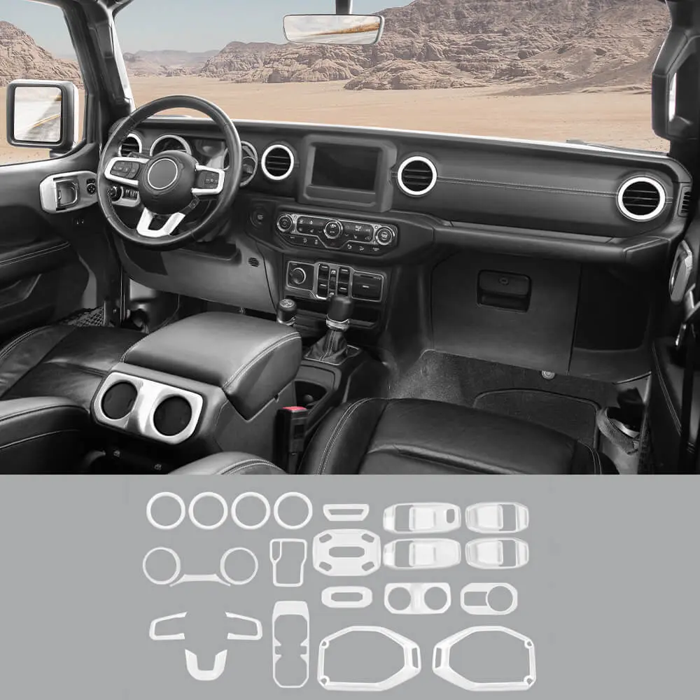 For 2018-2023 Jeep Wrangler JLU & Gladiator JT Full Set Interior Decoration Trim Kit 4Door 23PCS - Image 14