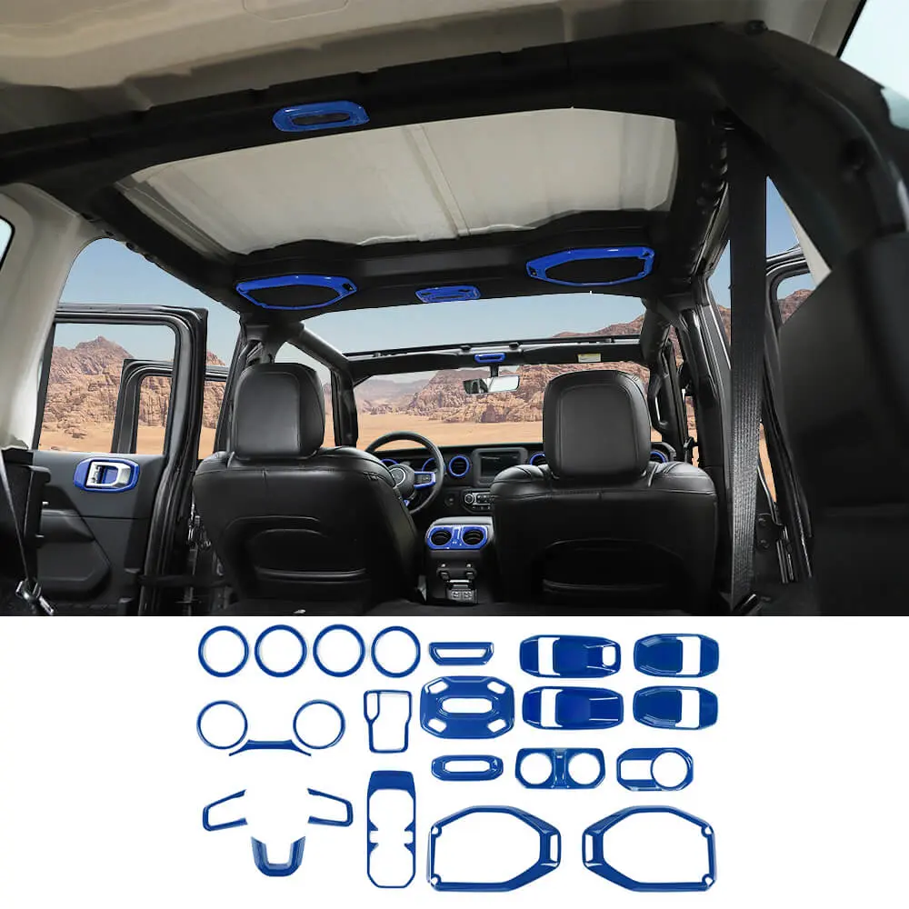 For 2018-2023 Jeep Wrangler JLU & Gladiator JT Full Set Interior Decoration Trim Kit 4Door 23PCS - Image 15