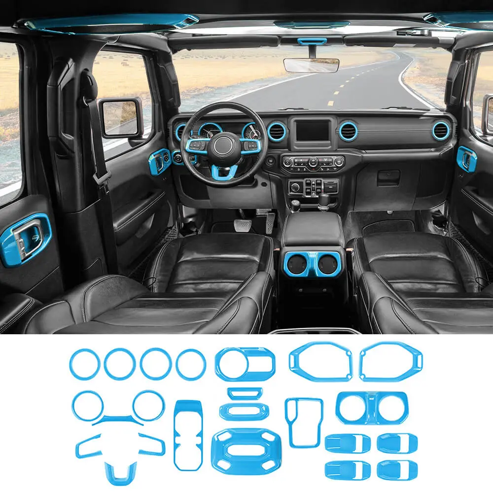 For 2018-2023 Jeep Wrangler JLU & Gladiator JT Full Set Interior Decoration Trim Kit 4Door 23PCS - Image 16