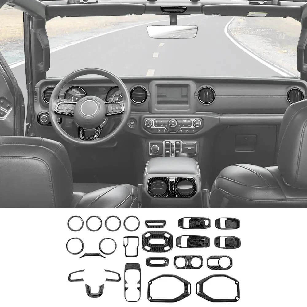 For 2018-2023 Jeep Wrangler JLU & Gladiator JT Full Set Interior Decoration Trim Kit 4Door 23PCS - Image 17