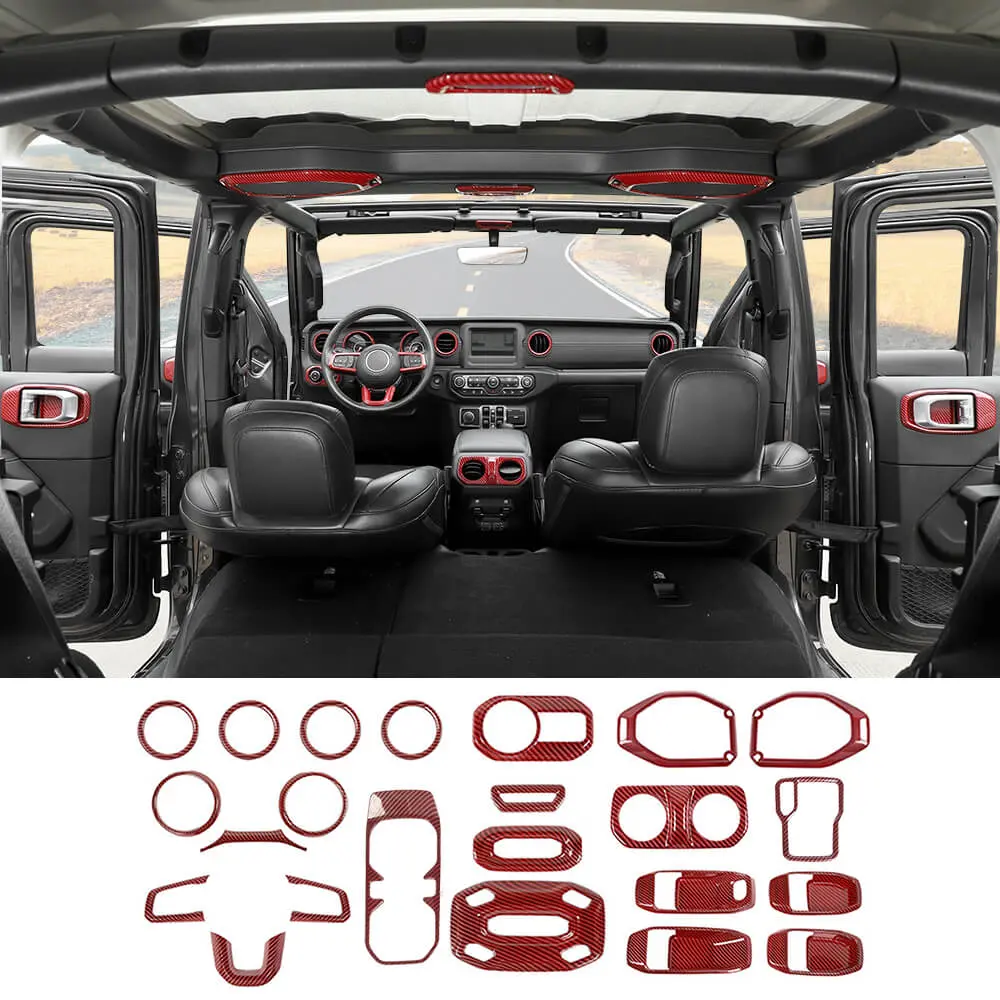 For 2018-2023 Jeep Wrangler JLU & Gladiator JT Full Set Interior Decoration Trim Kit 4Door 23PCS - Image 18