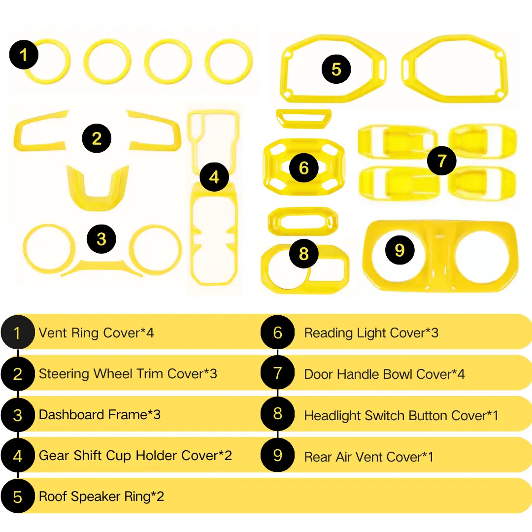 For 2018-2023 Jeep Wrangler JLU & Gladiator JT Full Set Interior Decoration Trim Kit 4Door 23PCS - Image 6