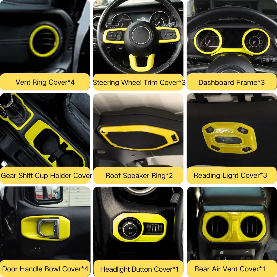 For 2018-2023 Jeep Wrangler JLU & Gladiator JT Full Set Interior Decoration Trim Kit 4Door 23PCS - Image 7