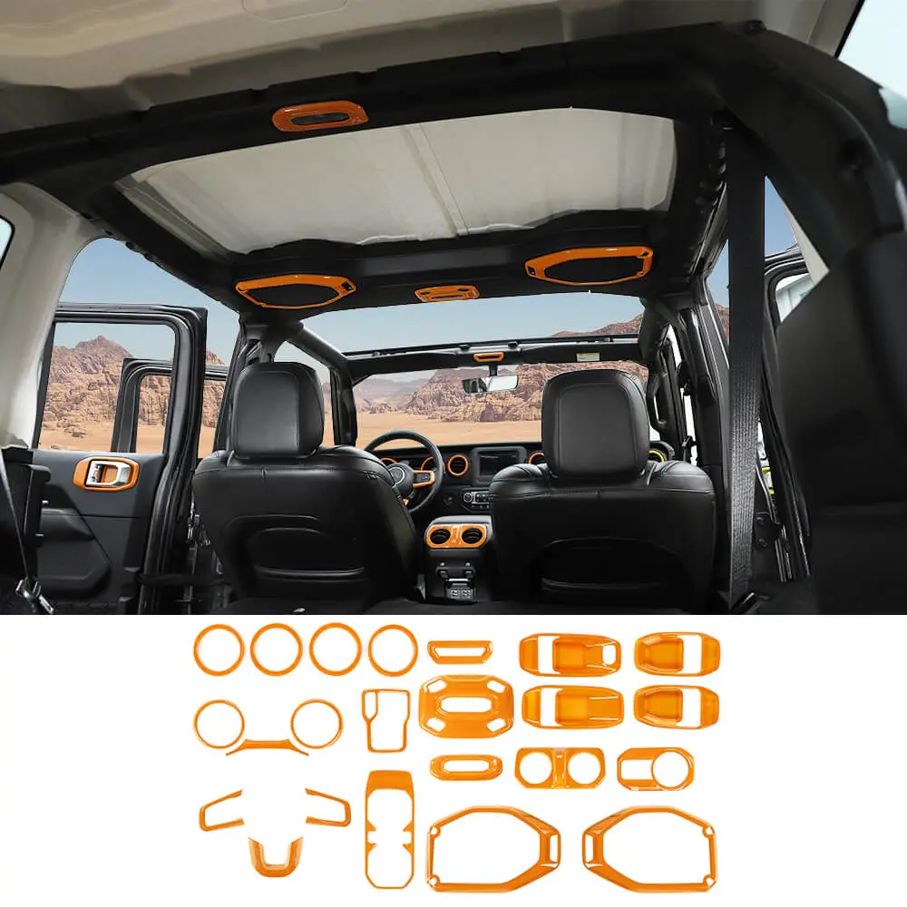 For 2018-2023 Jeep Wrangler JLU & Gladiator JT Full Set Interior Decoration Trim Kit 4Door 23PCS - Image 9