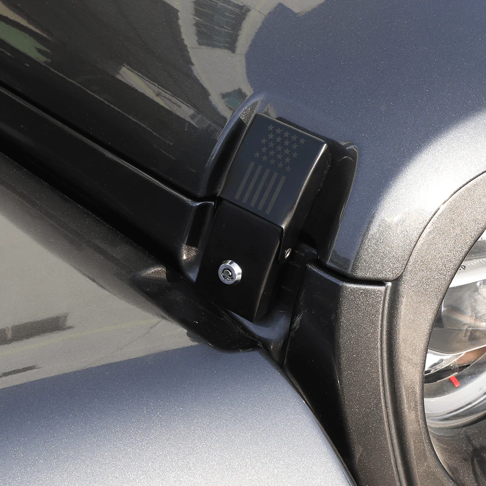 For 2007+ Jeep Wrangler JK JKU JL JLU Gladiator JT Latch Locking Hood Catch Kit - Image 2