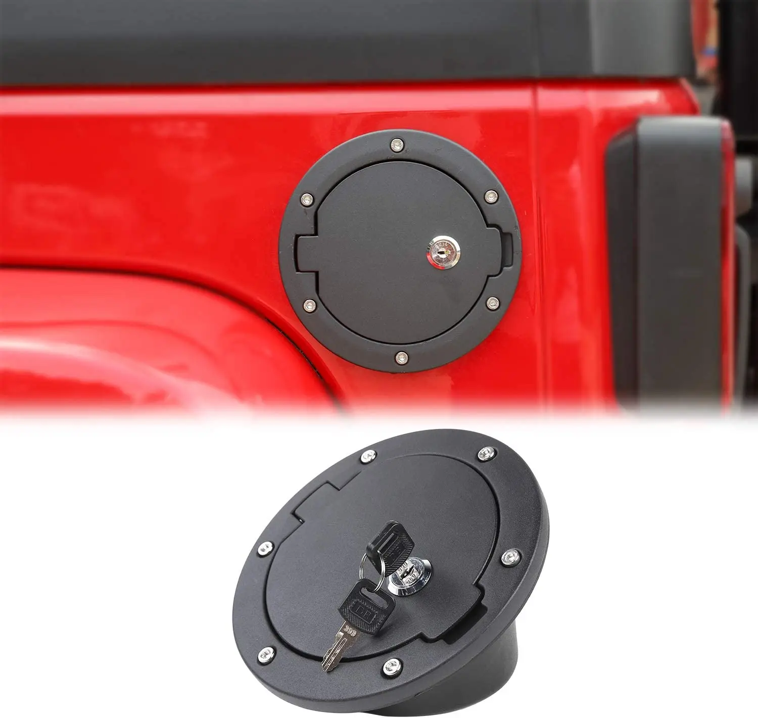For 2007-2018 Jeep Wrangler JK Locking Gas Cap Cover Fuel Door (Locking Type) - Image 2