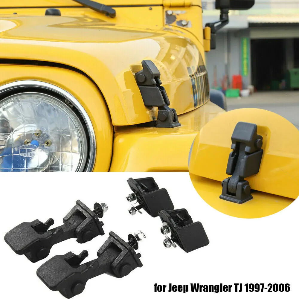 For 1997-2006 Jeep Wrangler TJ Locking Hood Latch Catch Latches & Bracket Parts 2PCS - Image 2