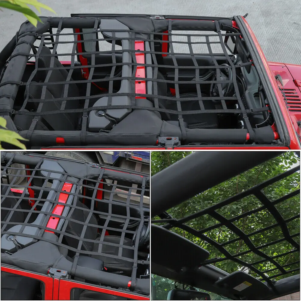 For 2007-2018 Jeep Wrangler JKU 4-Door Mesh Cargo Top Net Trunk Baggage Protective - Image 4