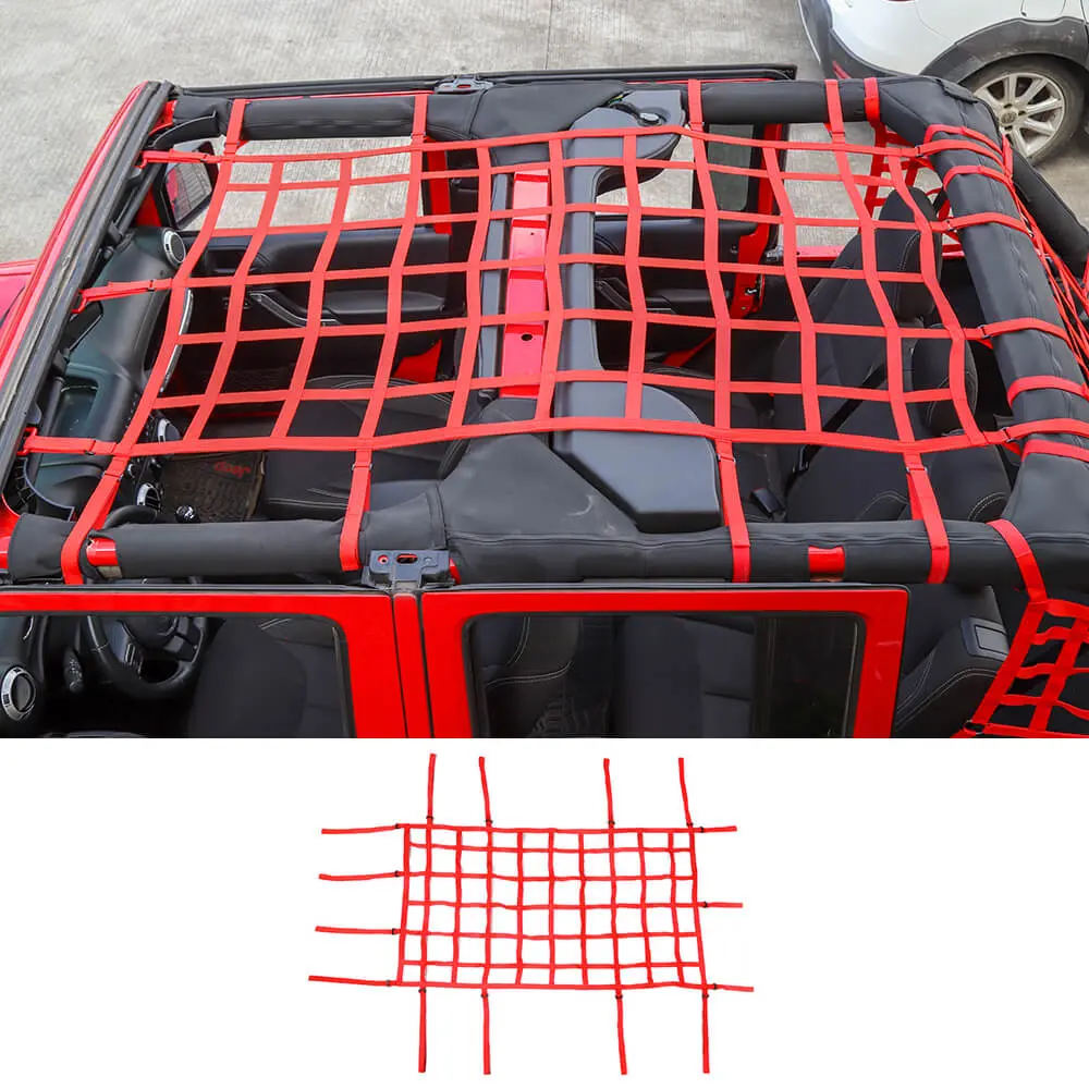 For 2007-2018 Jeep Wrangler JKU 4-Door Mesh Cargo Top Net Trunk Baggage Protective - Image 6