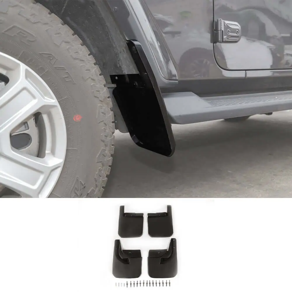 For Jeep Wrangler JL Sahara Sport Mud Flaps Splash Guards 4pcs (NOT FITS Rubicon/ 4xe)
