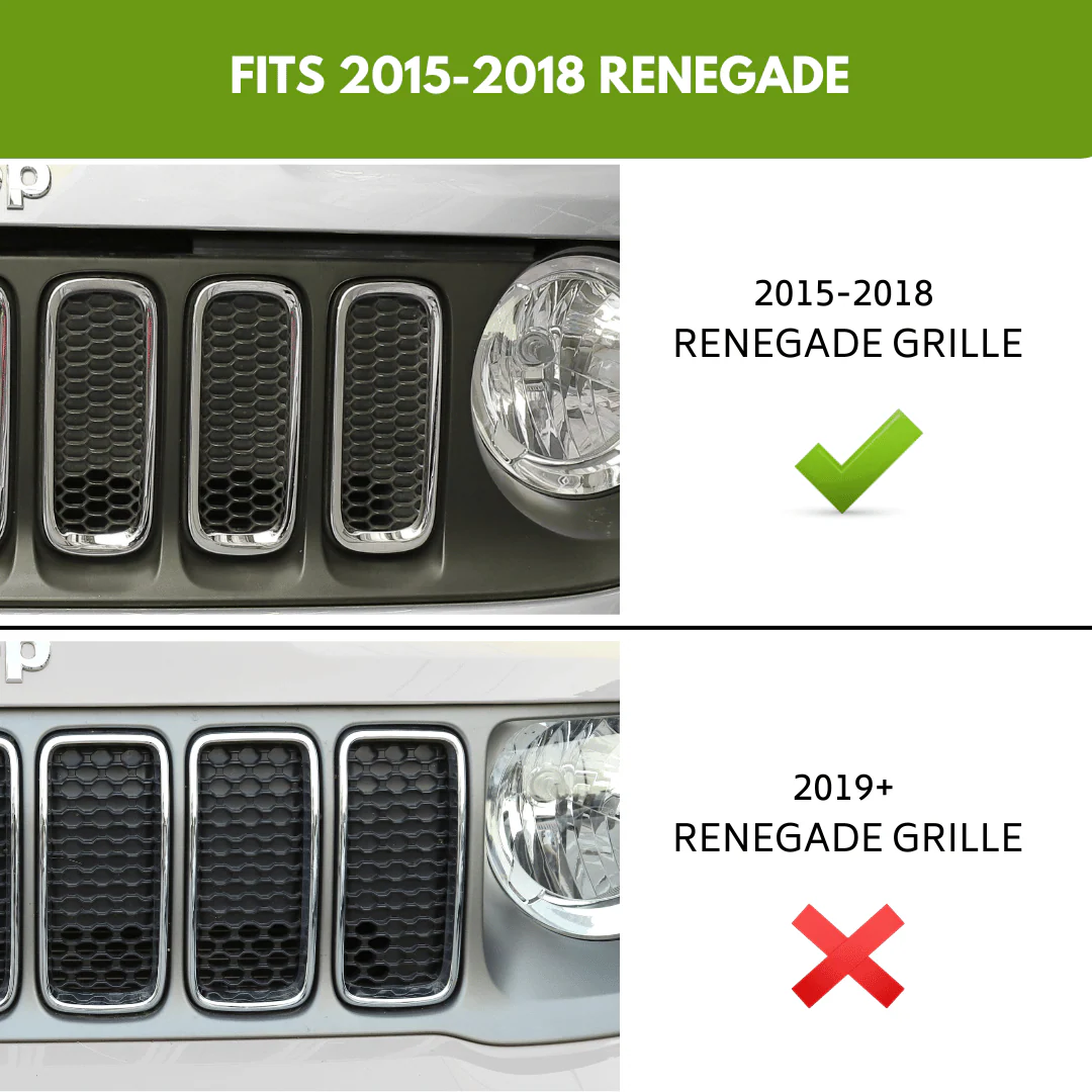 For 2015-2018 Jeep Renegade Front Grille Insert Grill Bezel Cover Trim Kit - Image 2