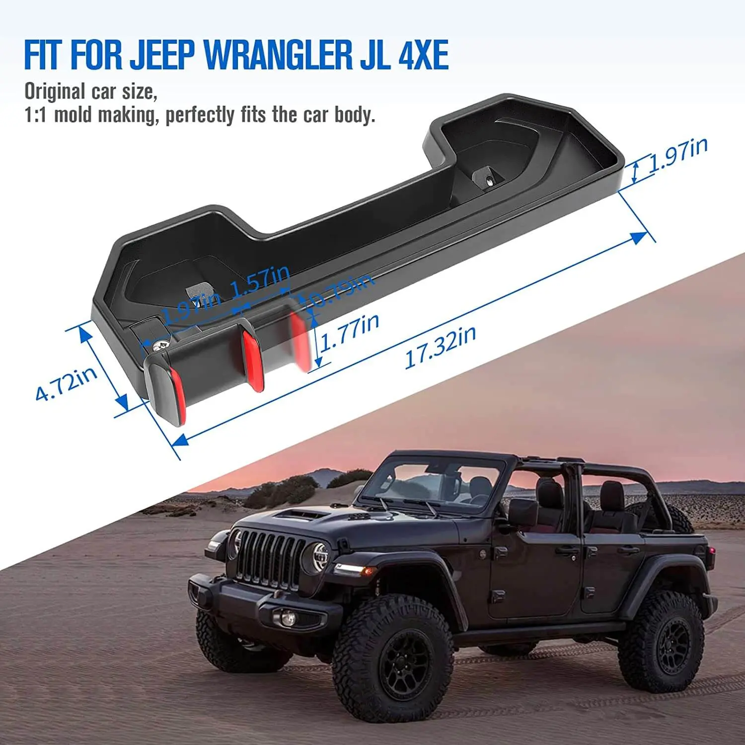 For 2018-2023 Jeep Wrangler JL 4XE Dash Mount Phone Holder Storage Tray - Image 4