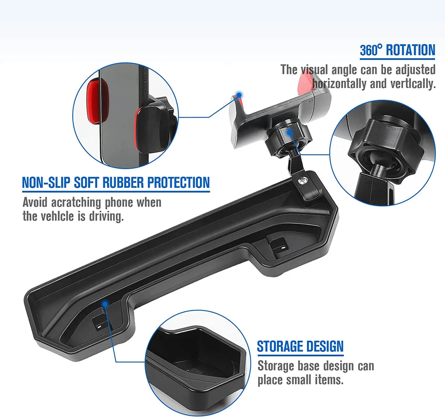 For 2018-2023 Jeep Wrangler JL 4XE Dash Mount Phone Holder Storage Tray - Image 7