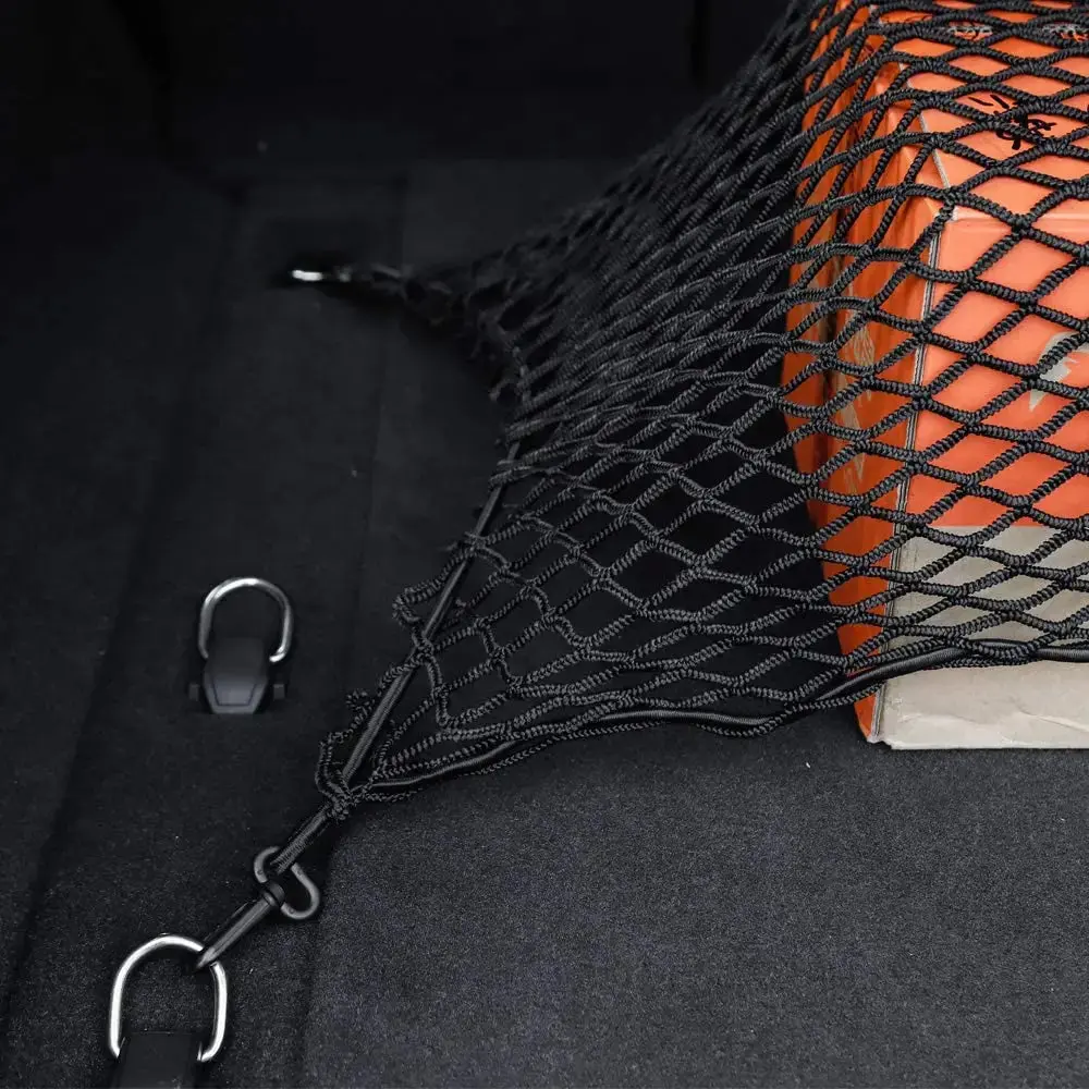 For Jeep Wrangler JK JL JKU Rear Cargo Nets Trunk Storage Bungee (32.2''x18.5'') Organizer Mesh Nets with 4 Hooks - Image 3