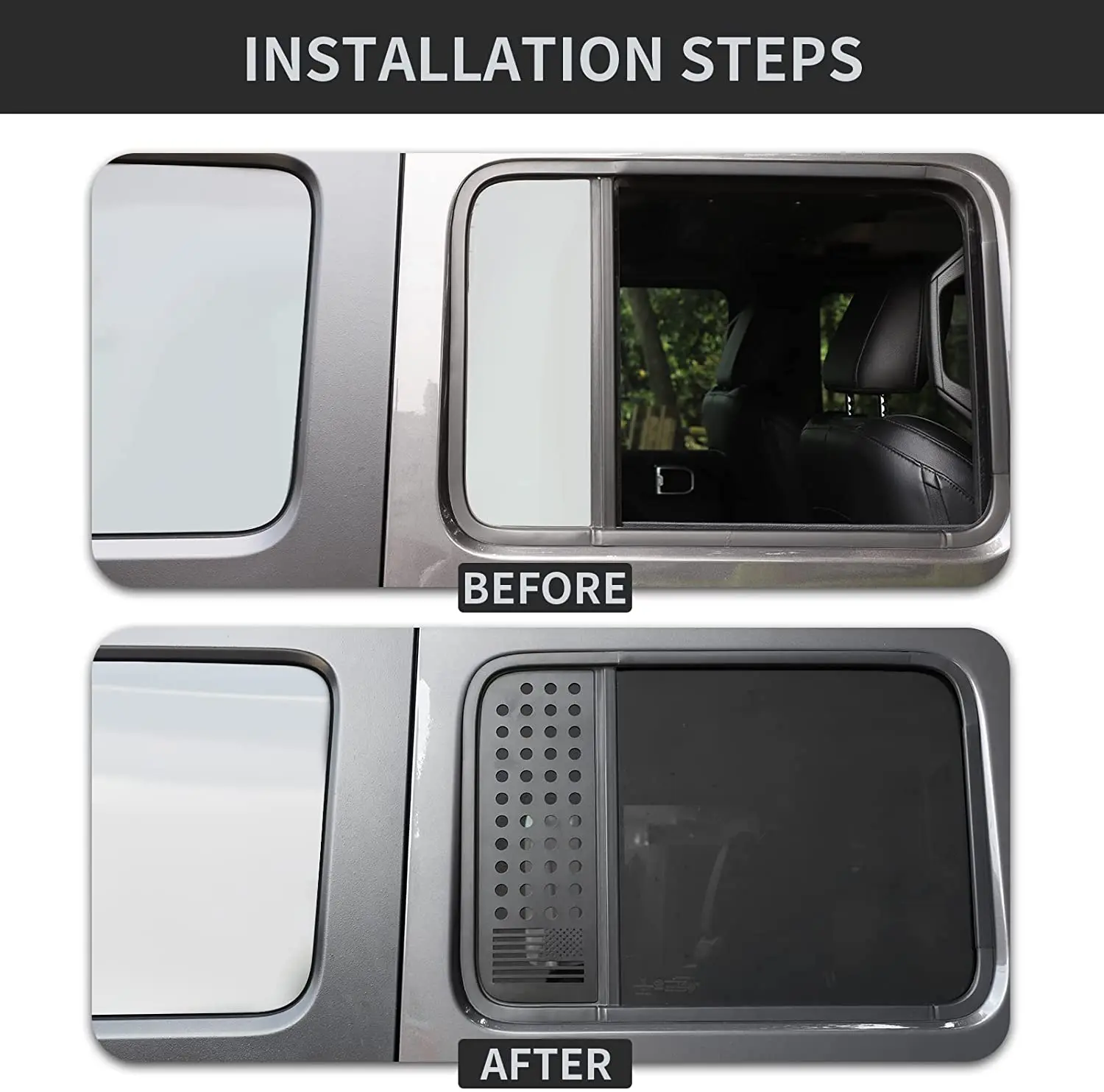 For 2018+ Jeep Wrangler JLU Gladiator JT 4-Door Rear Door Window Decals Glass Panel Trim Cover - Image 2