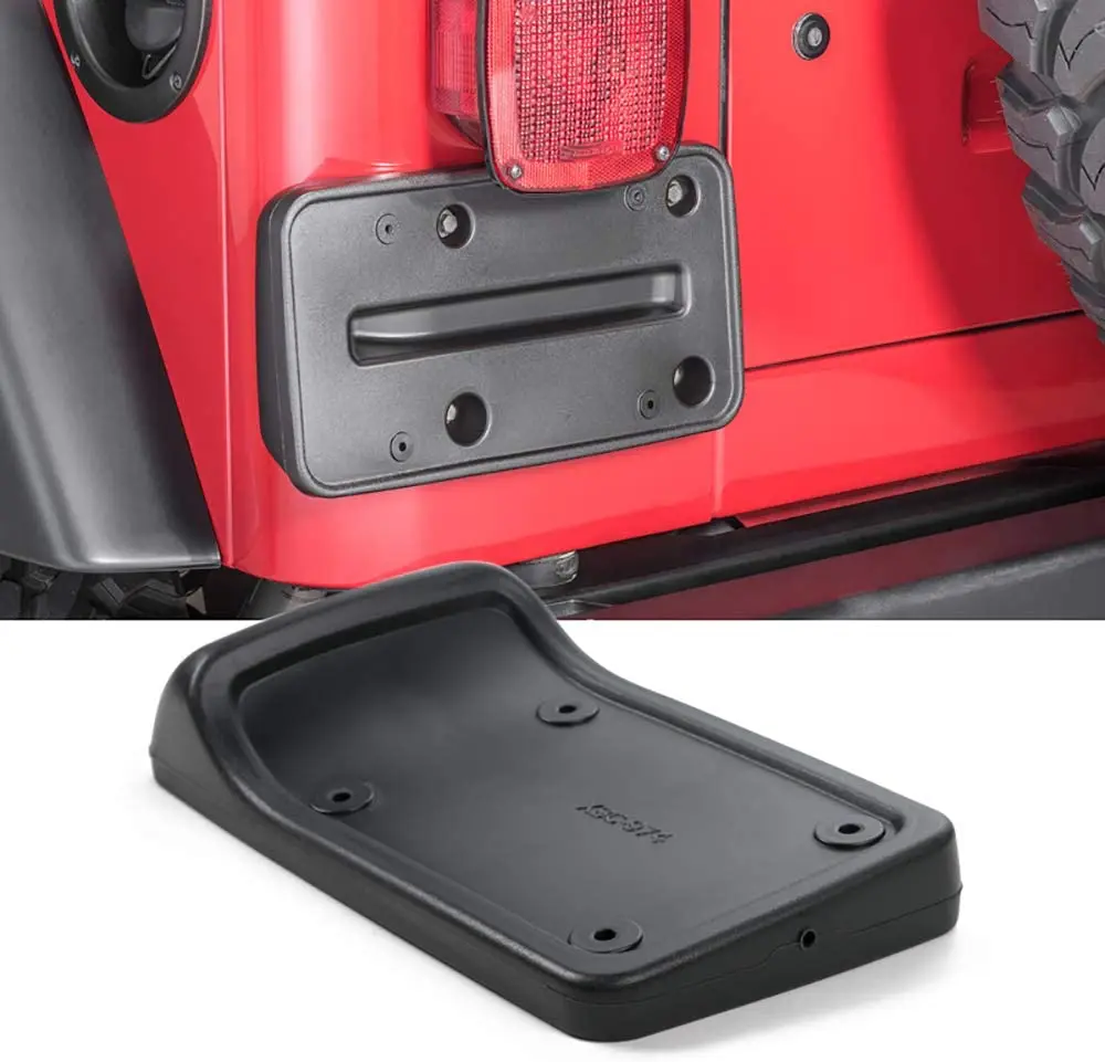 For 1997-2006 Jeep Wrangler TJ Rear License Plate Frame Holder Mount Bracket Black - Image 2