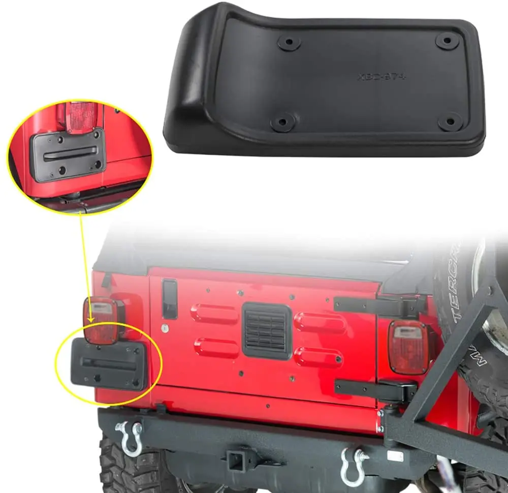 For 1997-2006 Jeep Wrangler TJ Rear License Plate Frame Holder Mount Bracket Black - Image 3