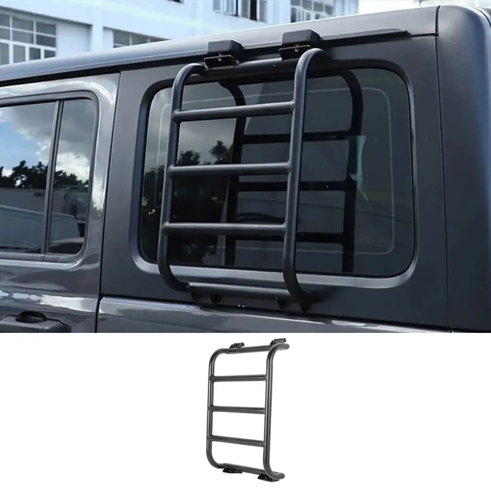For 2018+ Jeep Wrangler JL Rear Window Extension Climbing Ladder Aluminum Alloy