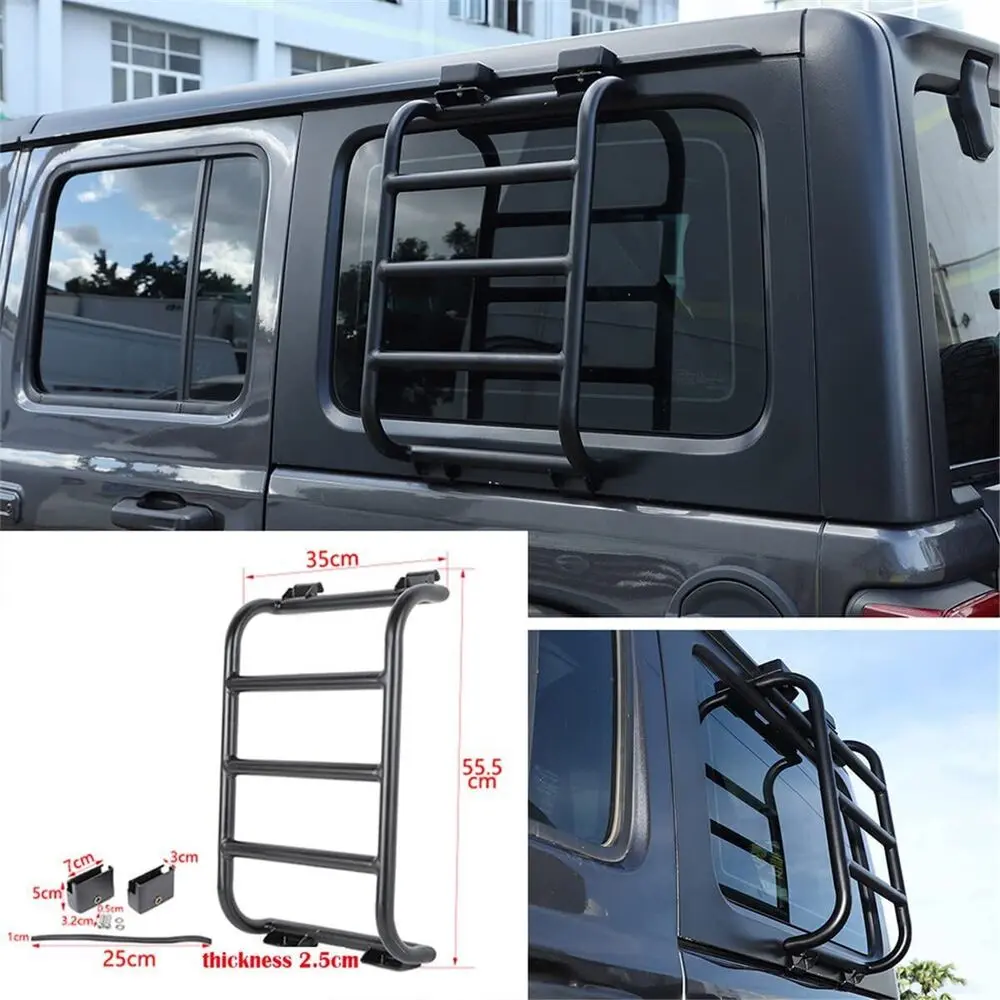 For 2018+ Jeep Wrangler JL Rear Window Extension Climbing Ladder Aluminum Alloy - Image 2