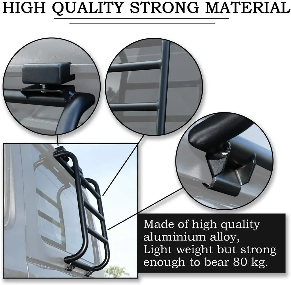 For 2018+ Jeep Wrangler JL Rear Window Extension Climbing Ladder Aluminum Alloy - Image 6
