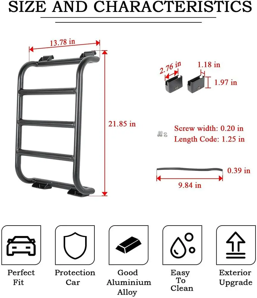 For 2018+ Jeep Wrangler JL Rear Window Extension Climbing Ladder Aluminum Alloy - Image 7