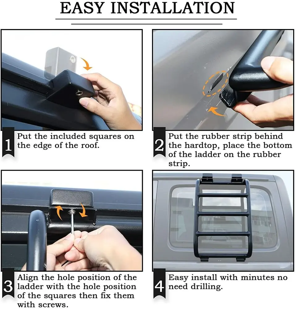 For 2018+ Jeep Wrangler JL Rear Window Extension Climbing Ladder Aluminum Alloy - Image 8