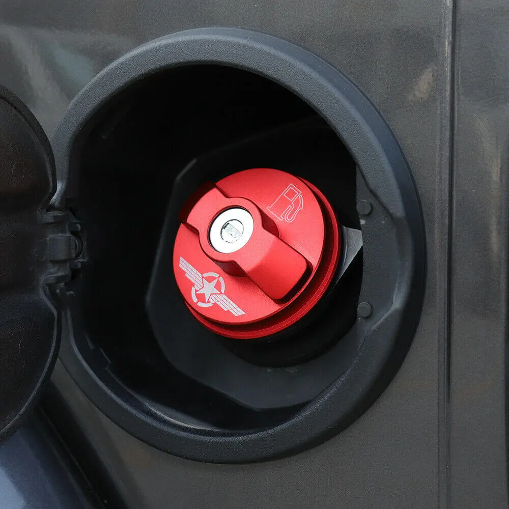 For Jeep Wrangler JK JKU JL JLU Red Fuel Filler Cover Gas Tank Cap Trim Cover - Image 3