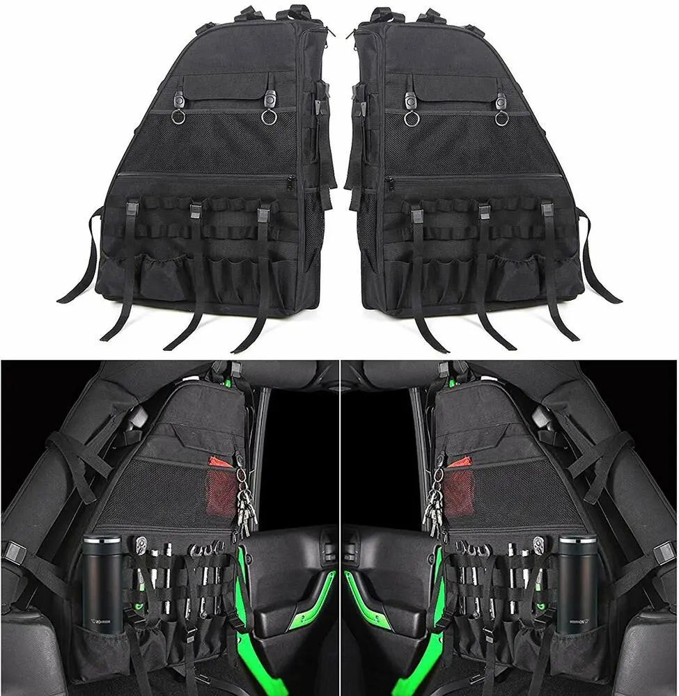 For Jeep Wrangler JK JKU 4 Doors Trunk Roll Bar Storage Bag Cage Multi-Pockets - Image 2