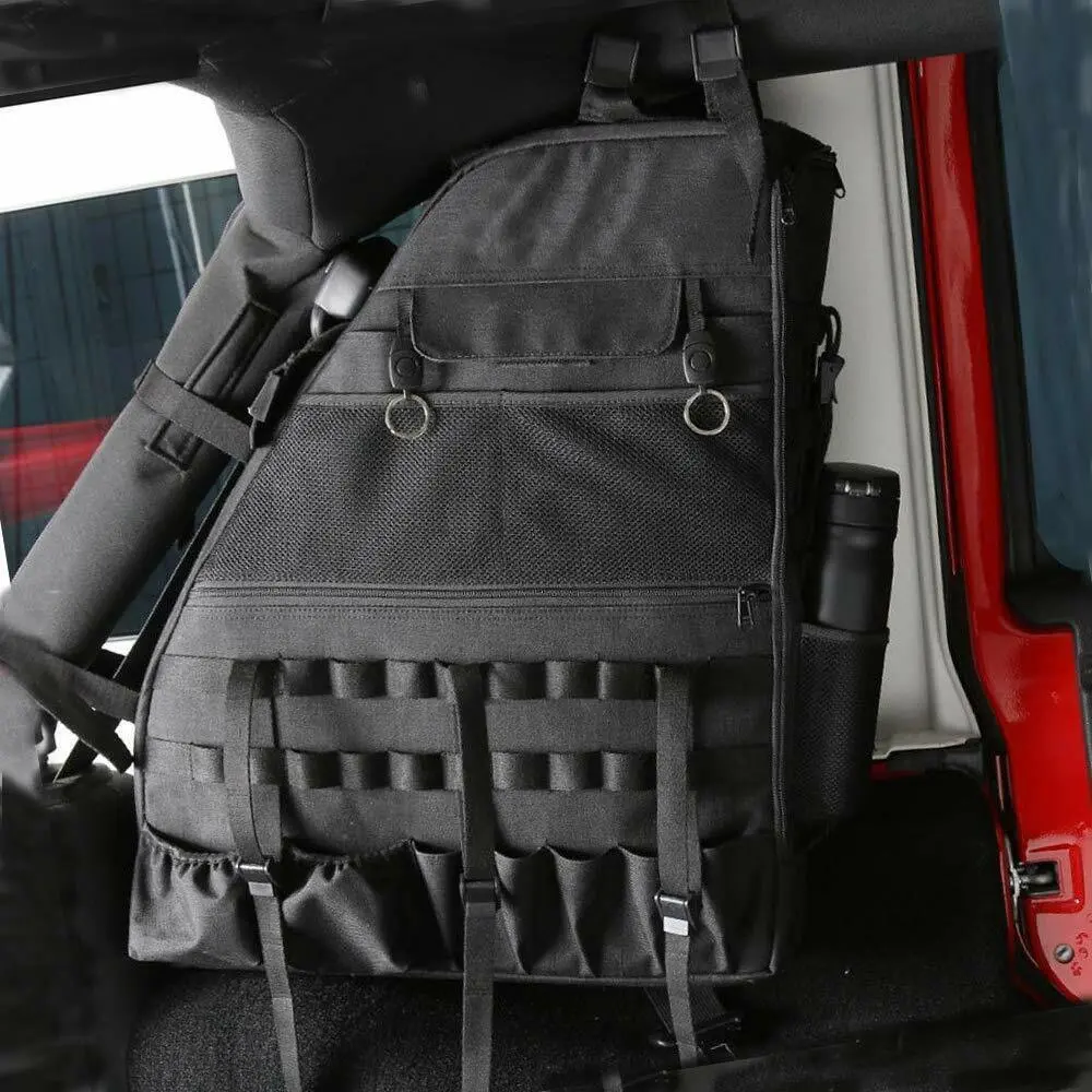 For Jeep Wrangler JK JKU 4 Doors Trunk Roll Bar Storage Bag Cage Multi-Pockets - Image 4
