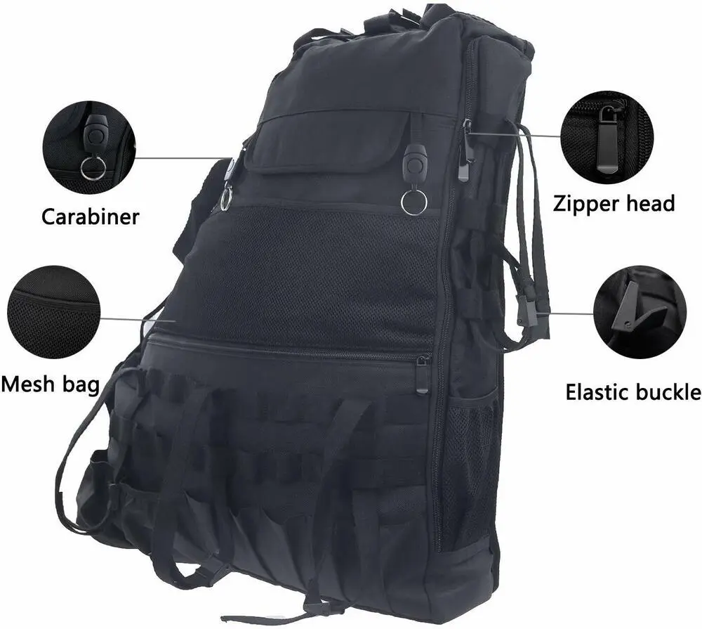 For Jeep Wrangler JK JKU 4 Doors Trunk Roll Bar Storage Bag Cage Multi-Pockets - Image 7