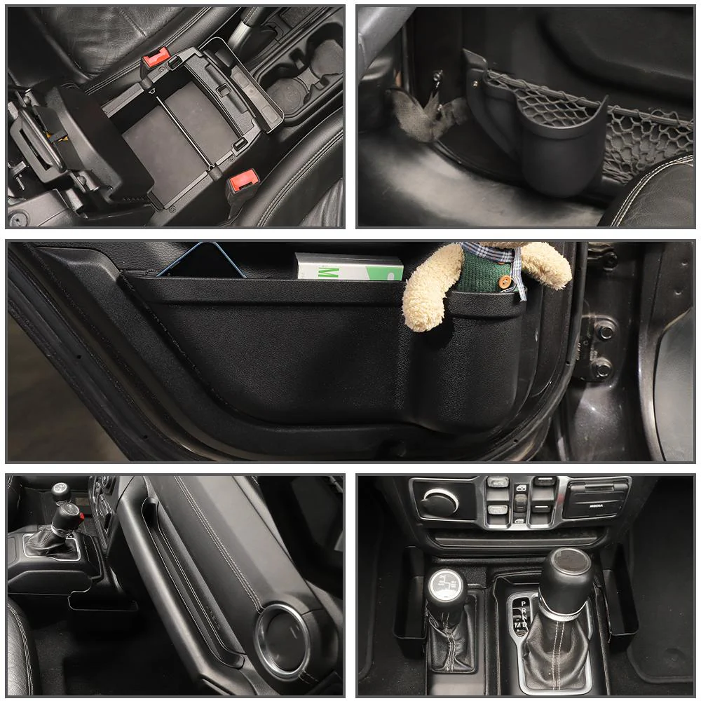 For 2018-2023 Jeep Wrangler JL/Gladiator JT 10 x Co-pilot Grab Bar/ Armrest Box / Center Console Gear/ Door Net Replacement Door Map Pocket Storage Box - Image 4