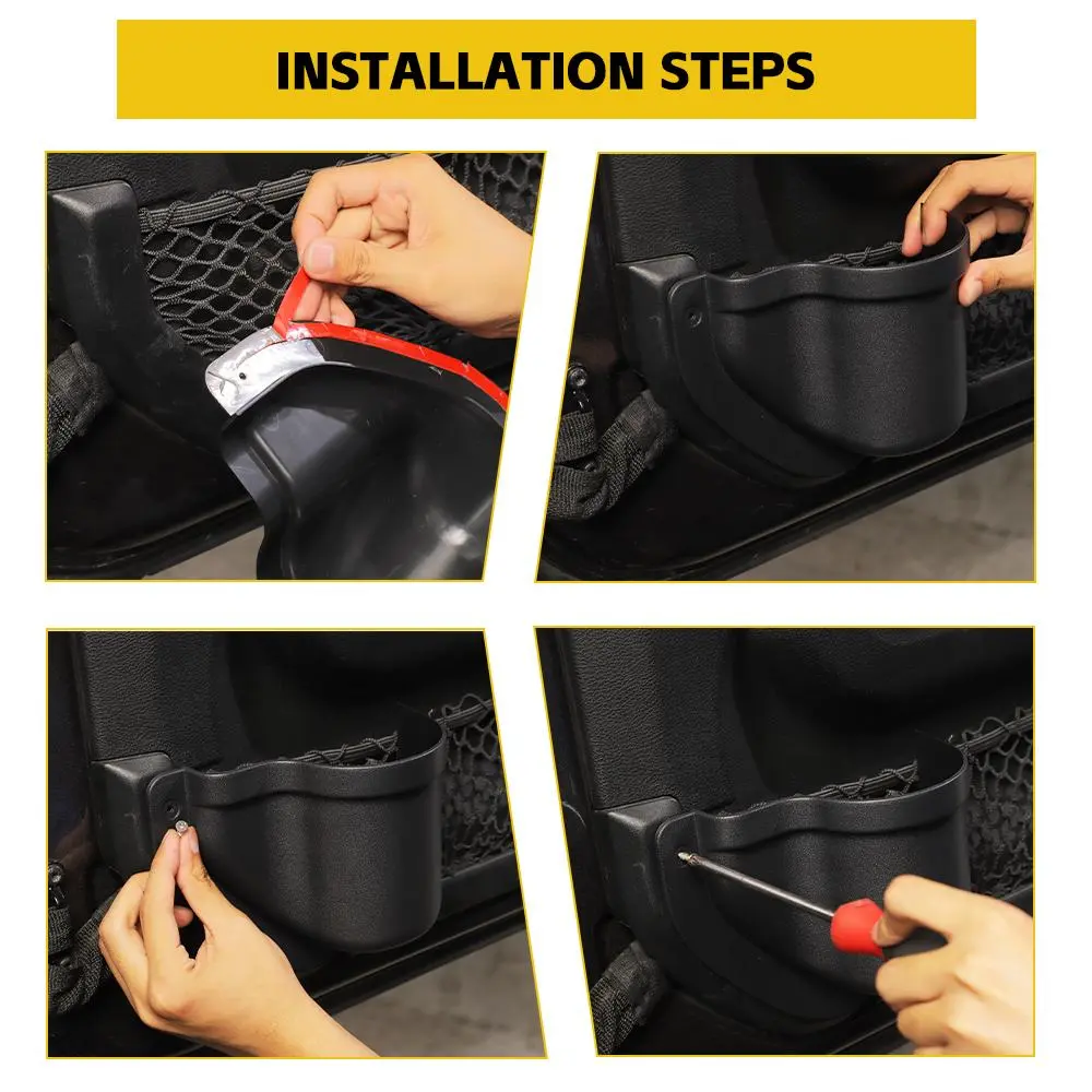 For 2018-2023 Jeep Wrangler JL/Gladiator JT 10 x Co-pilot Grab Bar/ Armrest Box / Center Console Gear/ Door Net Replacement Door Map Pocket Storage Box - Image 6