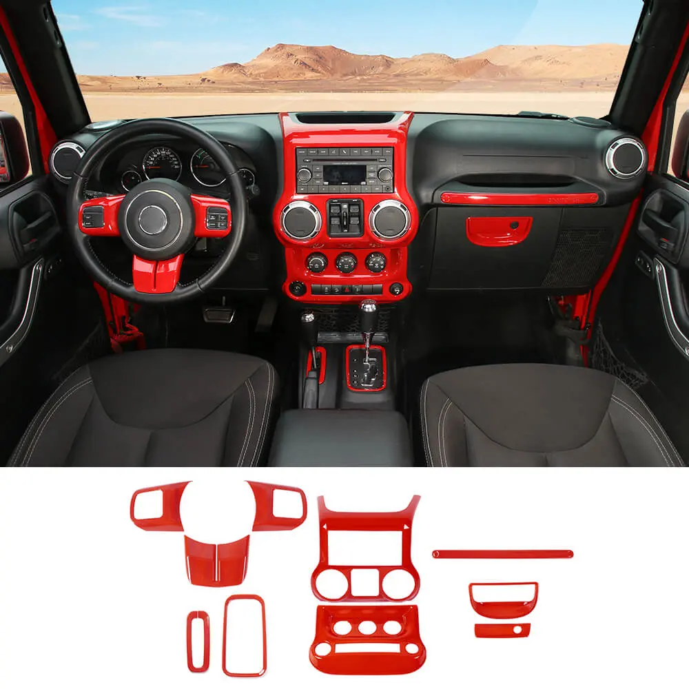 For 2011-2018 Jeep Wrangler JK JKU 10pcs Interior Decoration Trim Cover Kit - Image 14