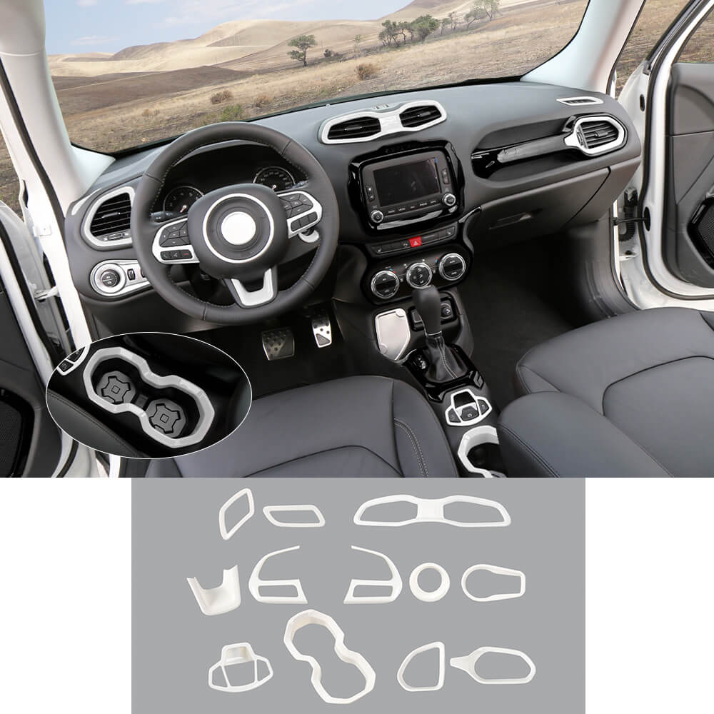 For 2015-2017 Jeep Renegade 12pcs Interior Decor Dash Panel & Console Trim Cover - Image 13
