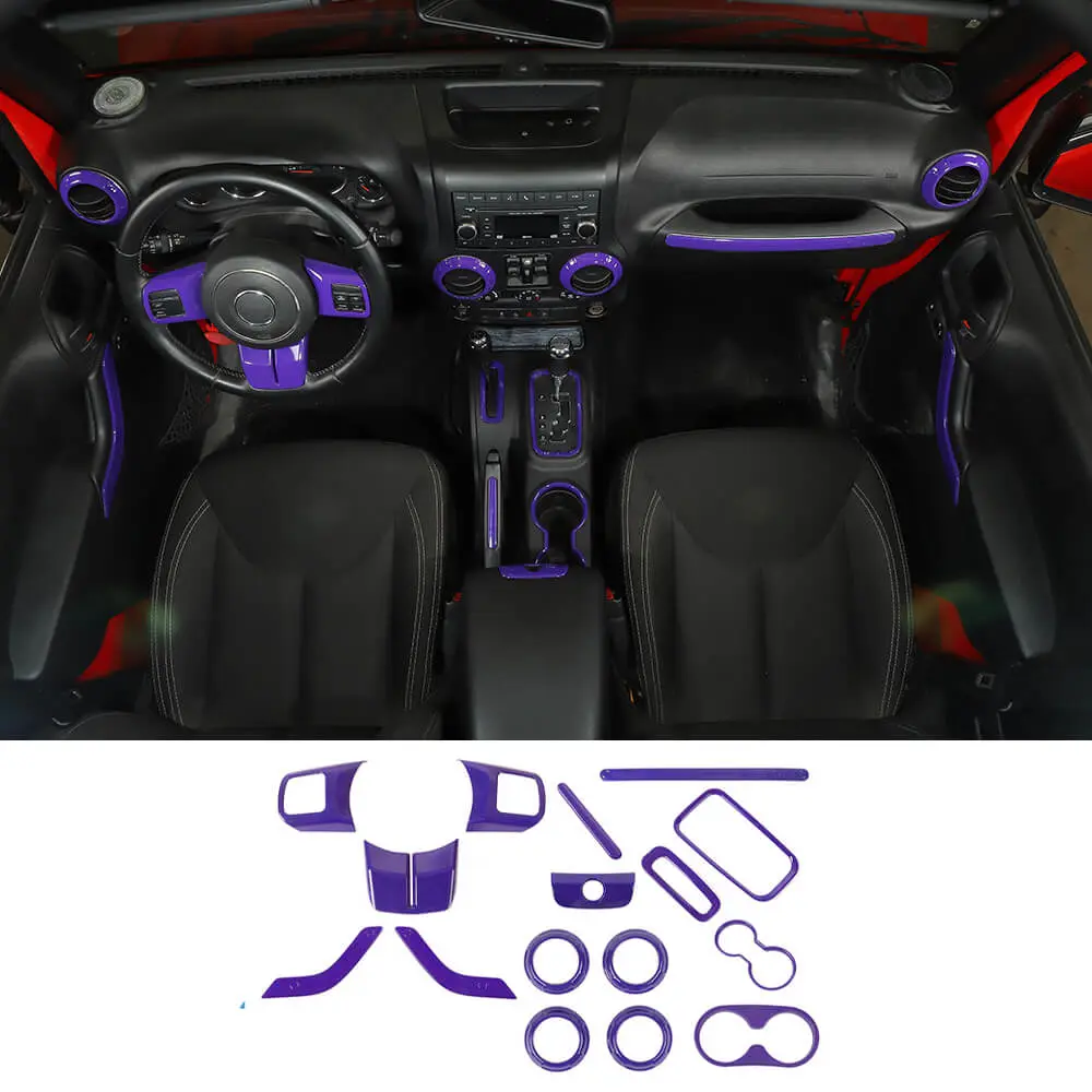 For 2011-2018 Jeep Wrangler JK 2Door 16PCS Full Set Interior Decoration Trim Cover Kit - Image 11