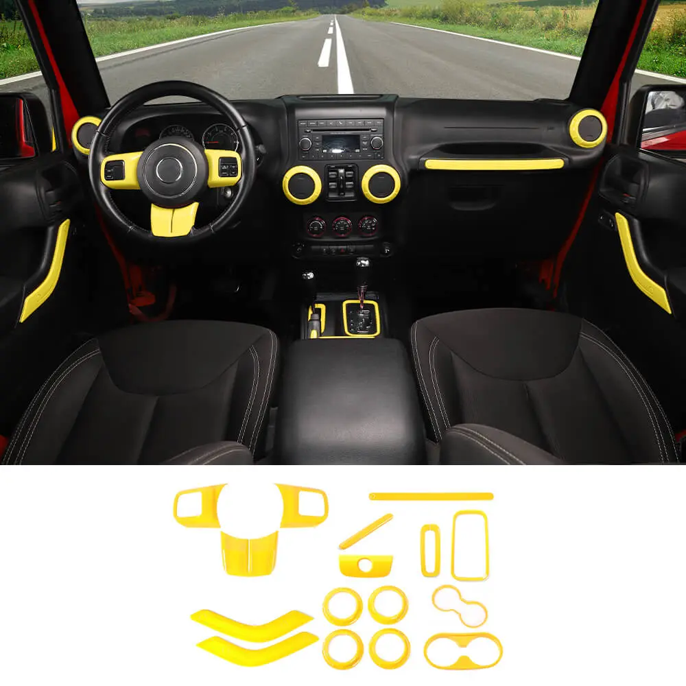 For 2011-2018 Jeep Wrangler JK 2Door 16PCS Full Set Interior Decoration Trim Cover Kit - Image 14