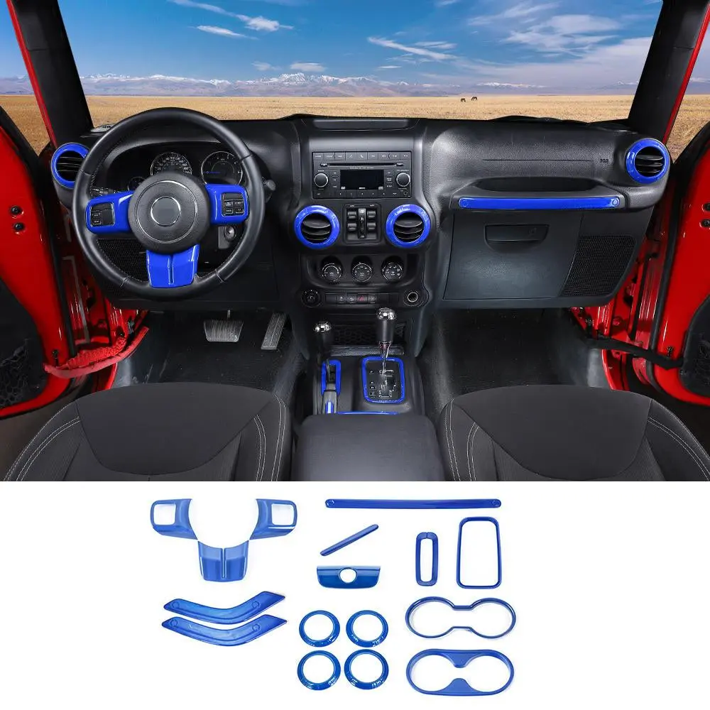 For 2011-2018 Jeep Wrangler JK 2Door 16PCS Full Set Interior Decoration Trim Cover Kit - Image 19