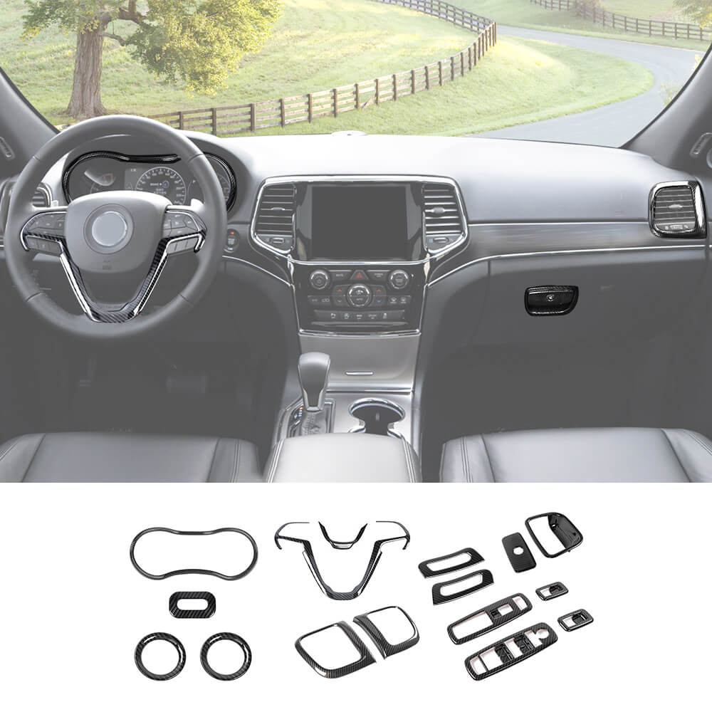 For 2014-2021 Jeep Grand Cherokee WK2 16PCS Interior Decoration Cover Trim Kit