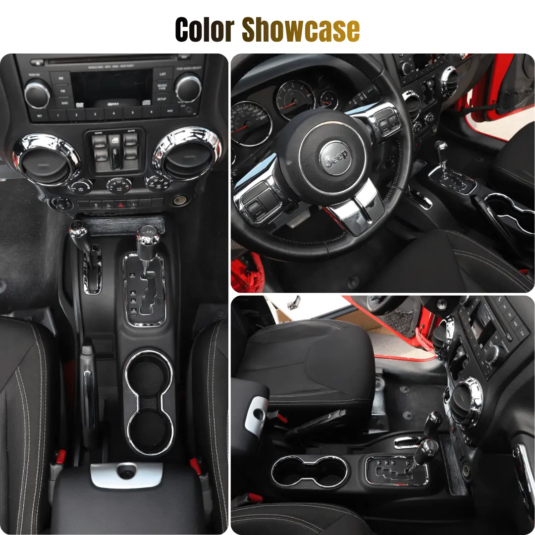 For 2011–2018 Jeep Wrangler JKU 4-Door 18PCS Interior Trim Kit – Dashboard & Center Console Decoration Cover - Image 10