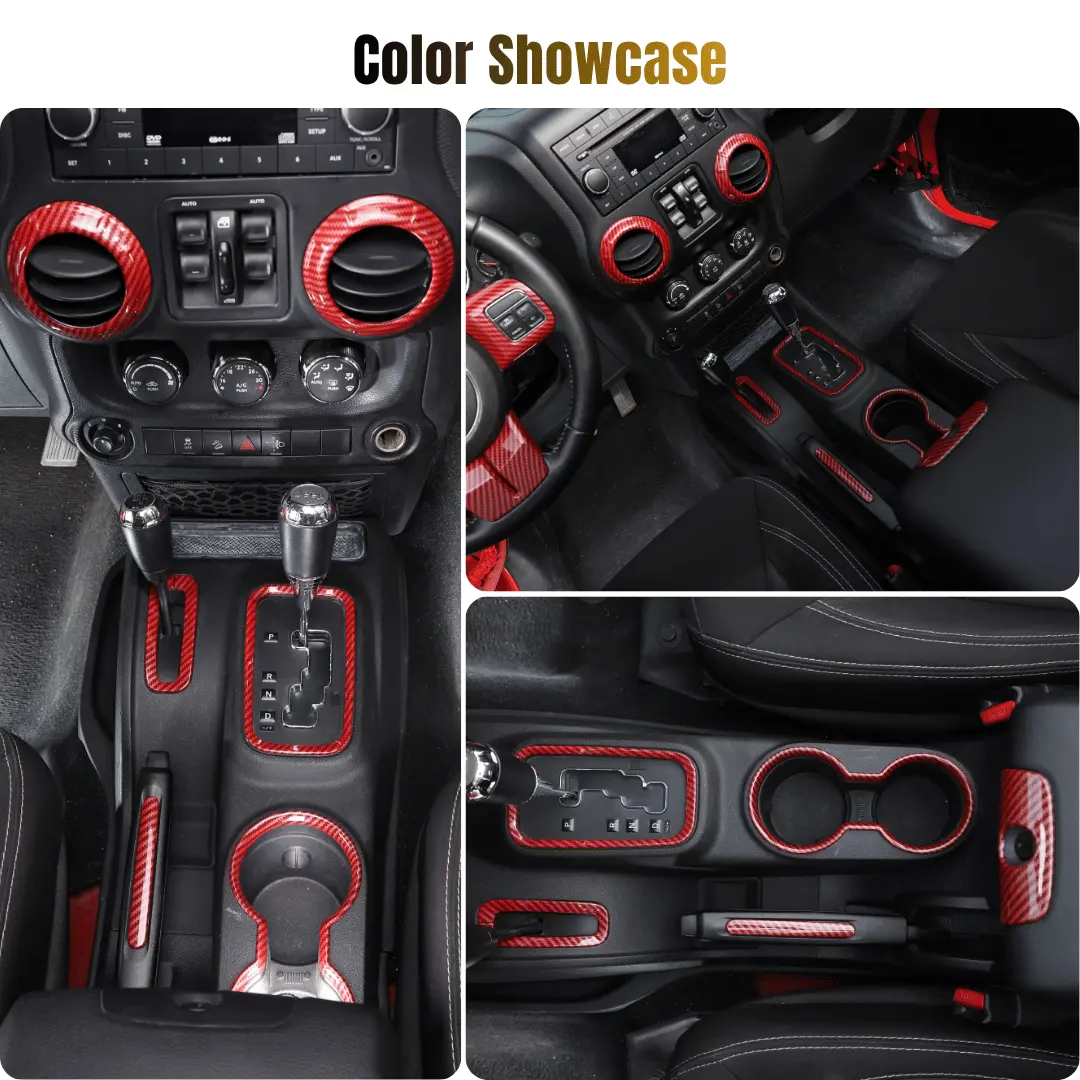 For 2011–2018 Jeep Wrangler JKU 4-Door 18PCS Interior Trim Kit – Dashboard & Center Console Decoration Cover - Image 11