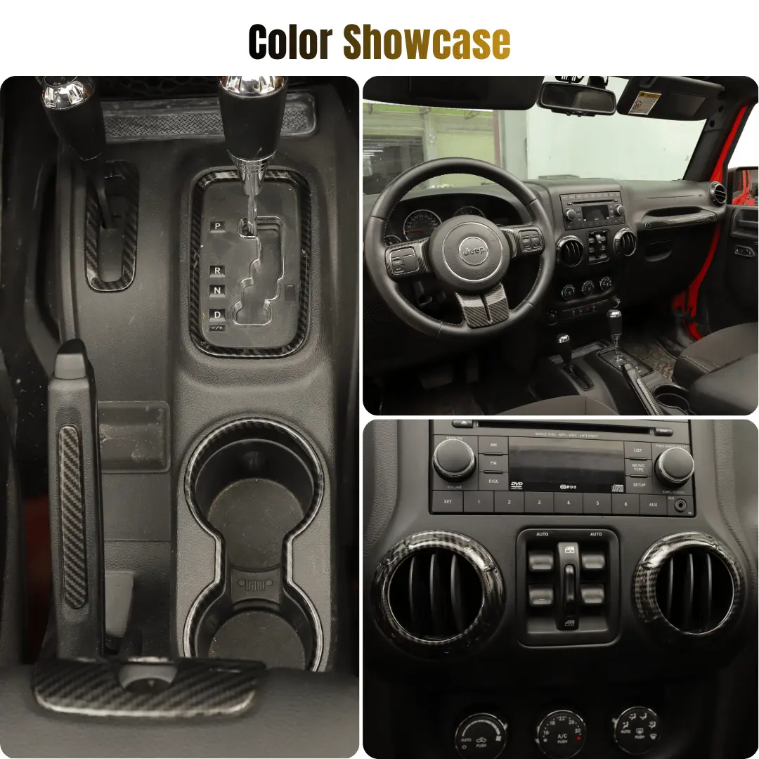For 2011–2018 Jeep Wrangler JKU 4-Door 18PCS Interior Trim Kit – Dashboard & Center Console Decoration Cover - Image 13