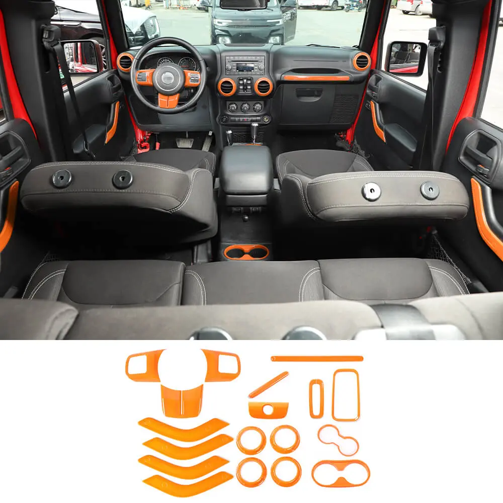 For 2011–2018 Jeep Wrangler JKU 4-Door 18PCS Interior Trim Kit – Dashboard & Center Console Decoration Cover - Image 17